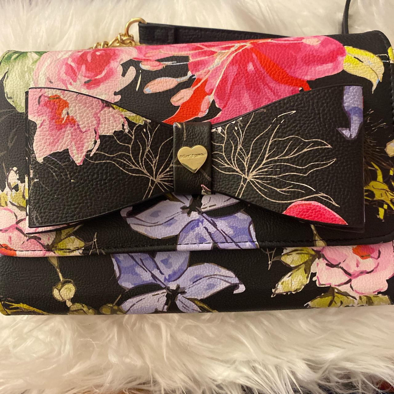 Betsey Johnson multi Floral Wallet Crossbody popular Bag