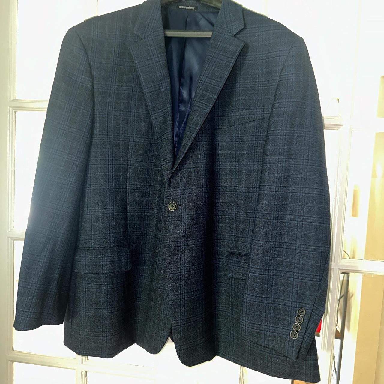 Men s Blazer Sport Coat Blue Plaid 46S 46 short