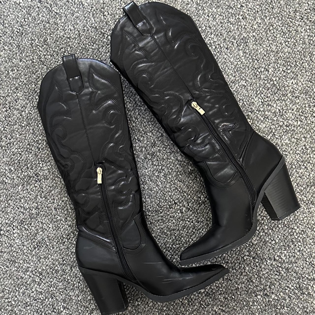 womens black cowboy boots uk