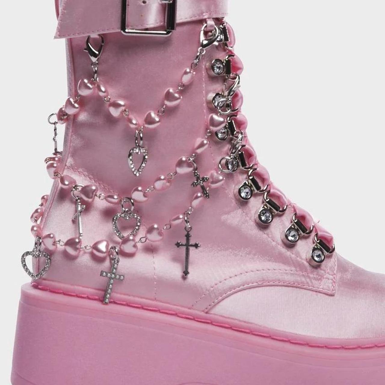 【DOLLS KILL】Holy Revelation Combat Boots Dollskill Holy Revelation pink combat boots with | Depop