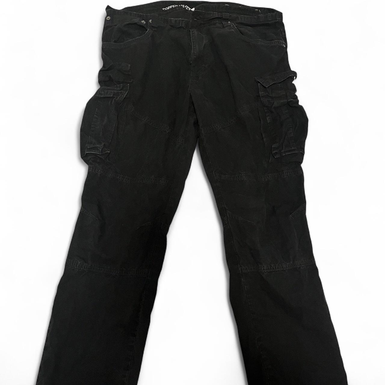 opium cargo pants shine luxury似 black opium cargo pants with a relaxed fit and tons | Depop