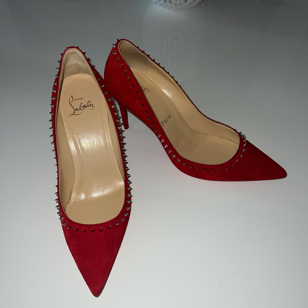 CHRISTIAN LOUBUOTIN Anjalina 85mm Pumps Red Suede