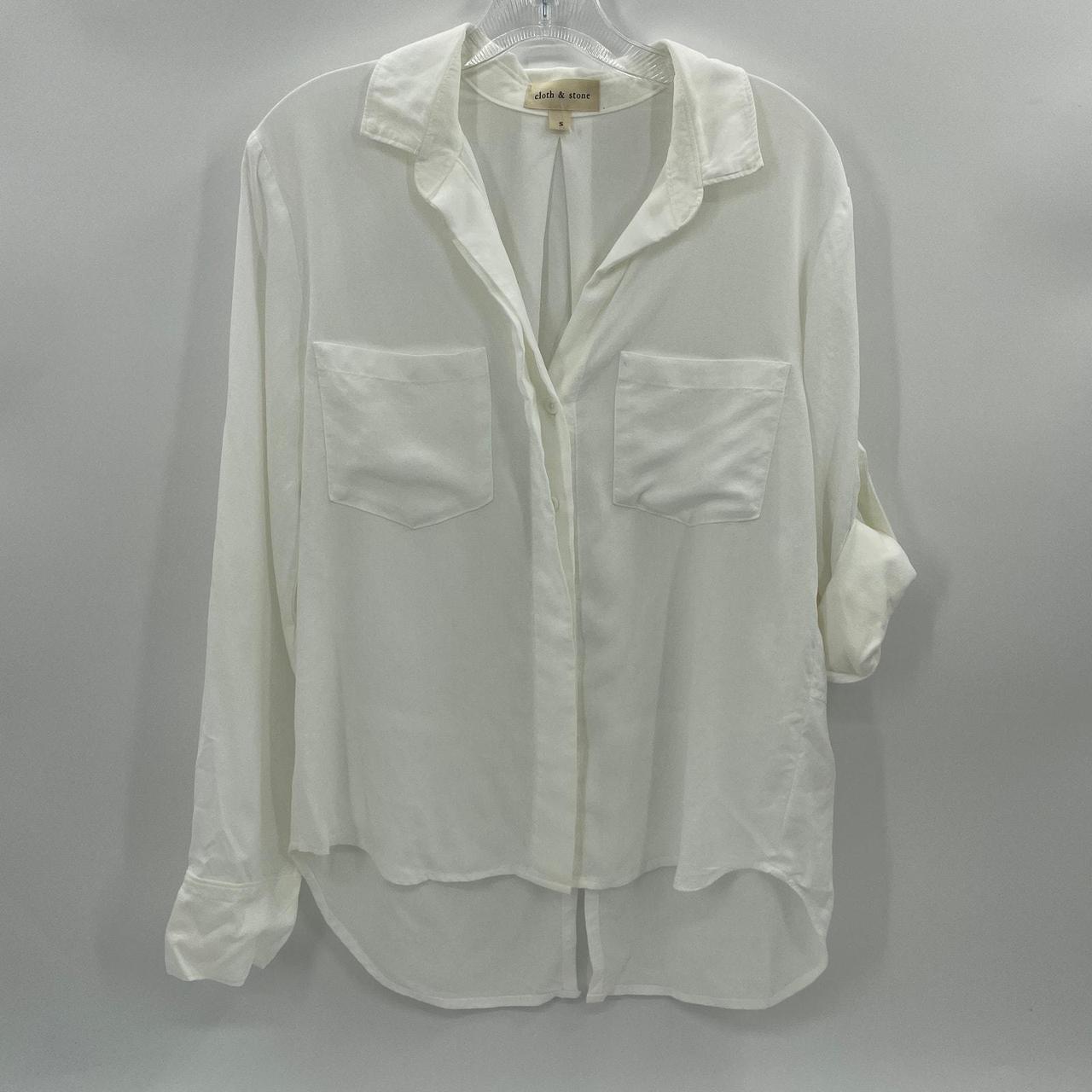 Cloth shops & Stone Women's White Tencel Everyday Classic Button Down Shirt