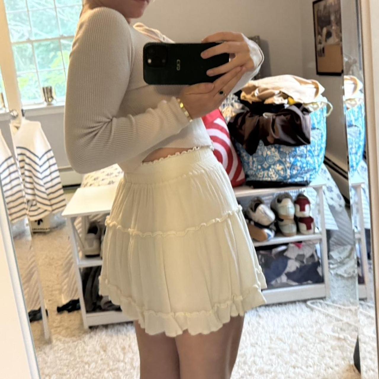 Women's Skirt - White/Cream - S – Cream ruffled m… - image 3