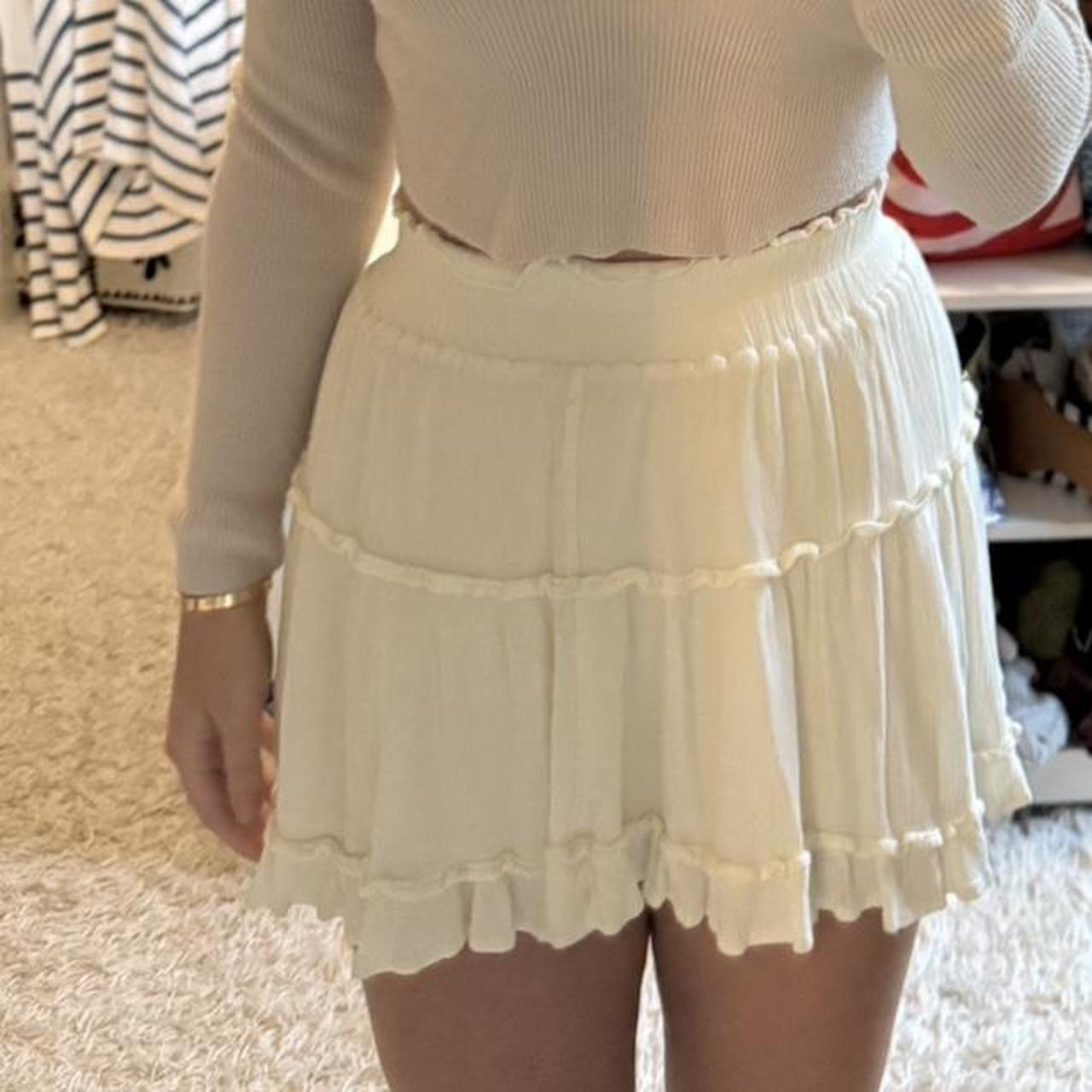 Women's Skirt - White/Cream - S – Cream ruffled m… - image 1