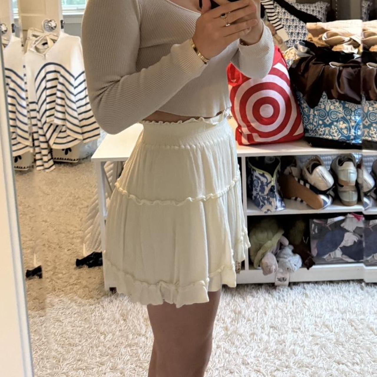 Women's Skirt - White/Cream - S – Cream ruffled m… - image 2