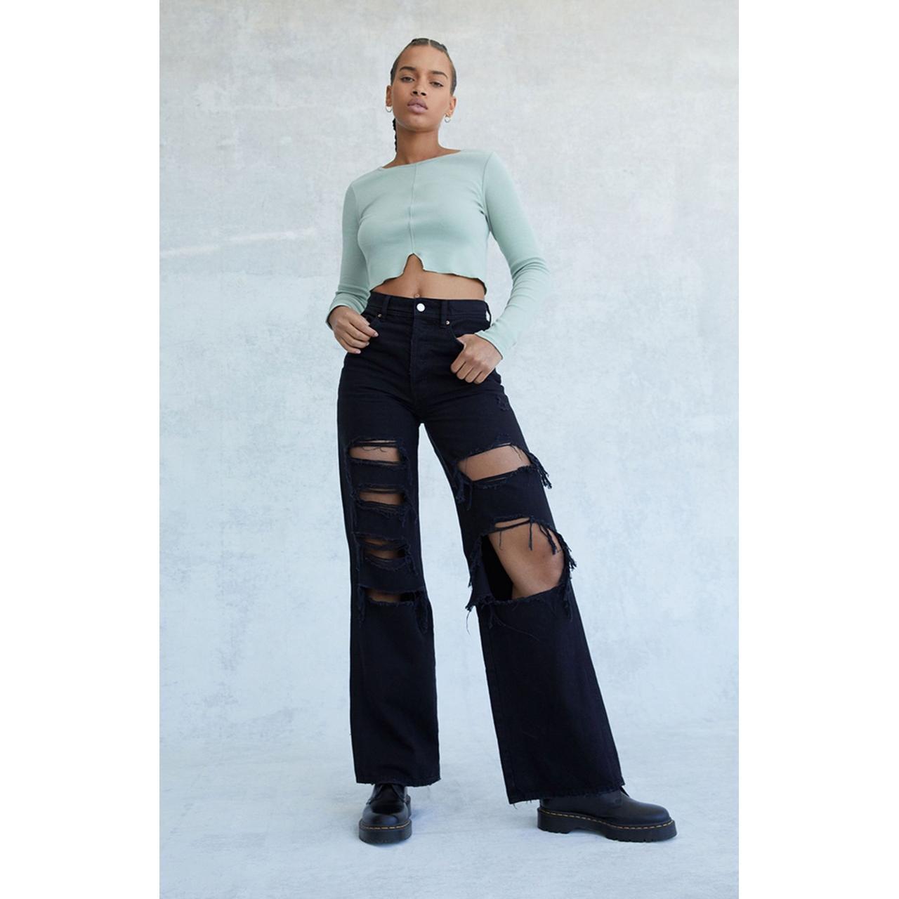 Pacsun High Waisted Destroyed Black Jeans Pacsun Eco Black