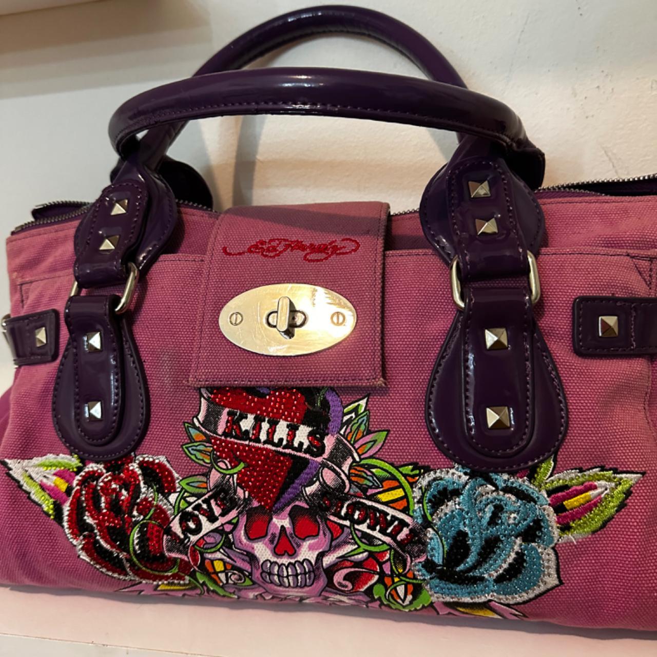Large purple Ed Hardy purse #edhardy #y2k #2000s #00s | Depop