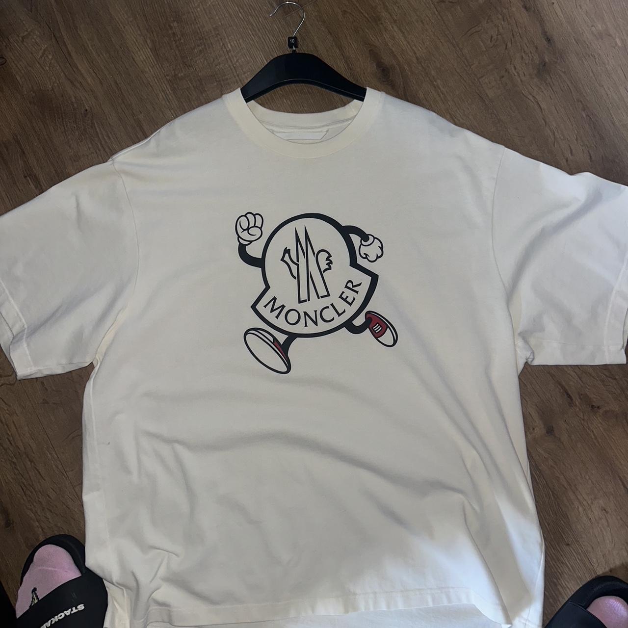 Moncler Running Logo White T-Shirt Oversized | Depop