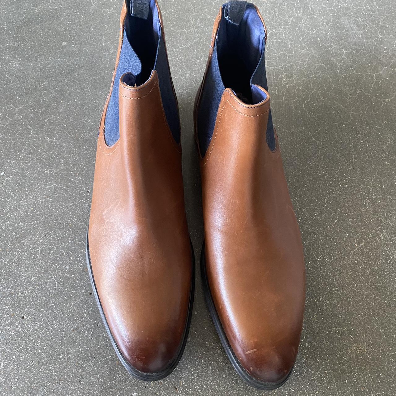 TED BAKER Travic Leather Chelsea Boots Brown Blue