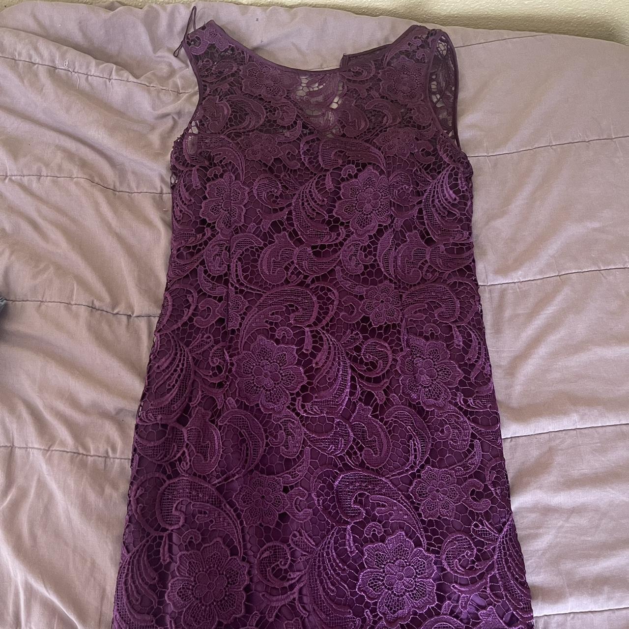 2010s Adrianna Papell purple lace dress vintage