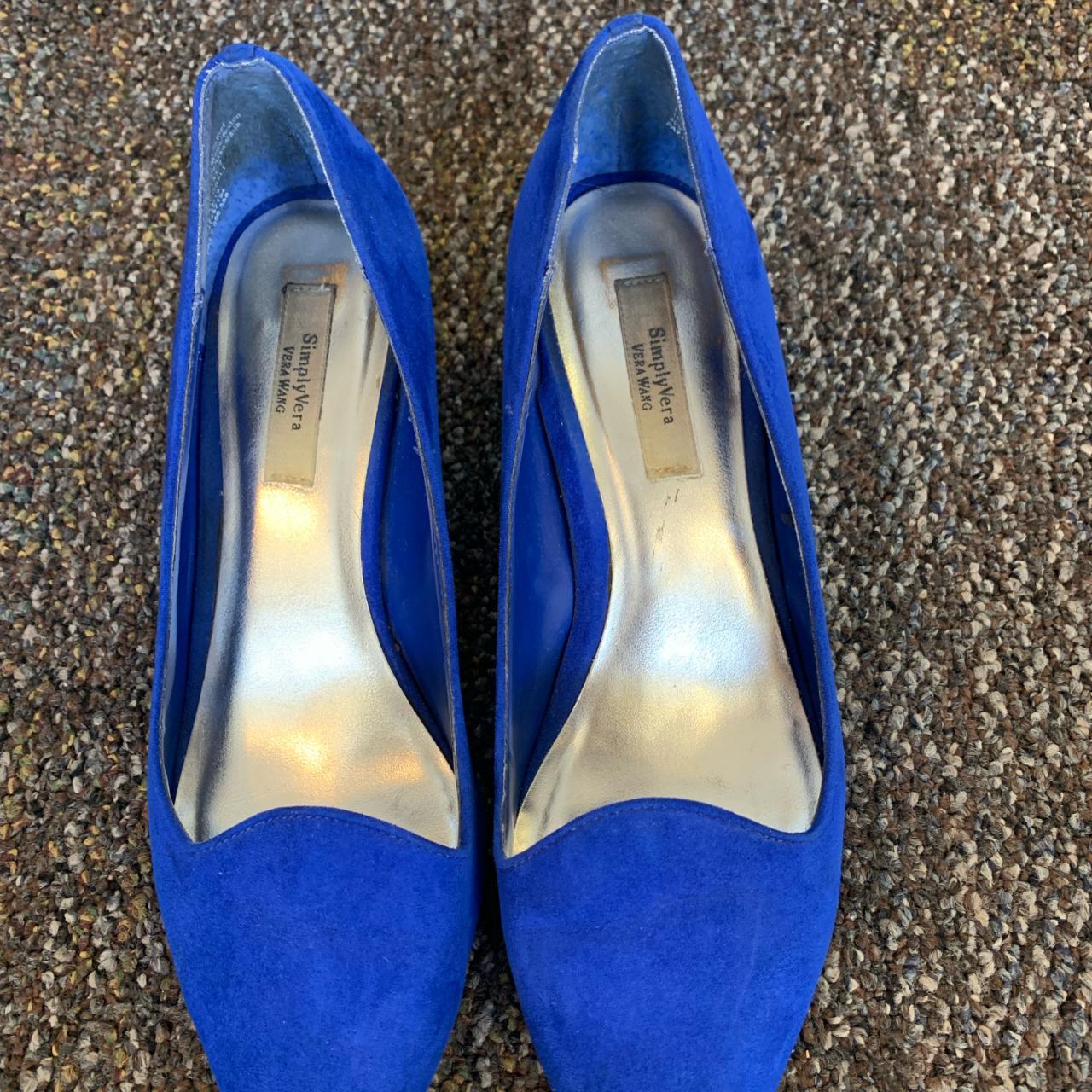 Bright blue suede Vera Wang inch kitten