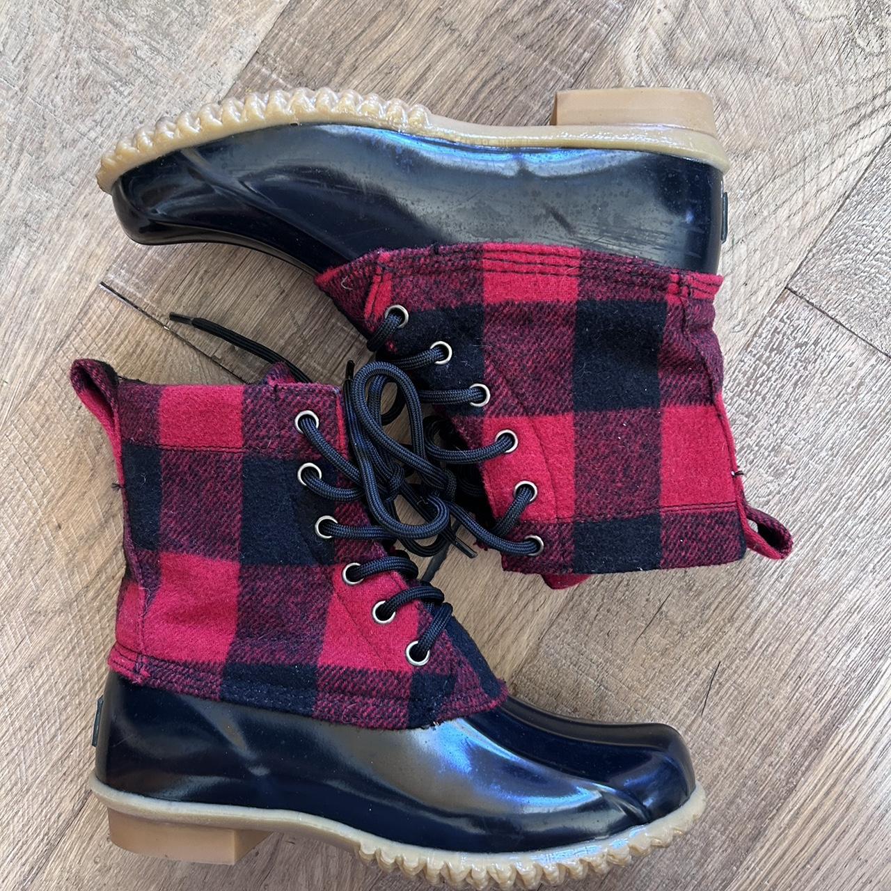 plaid womens duck boots