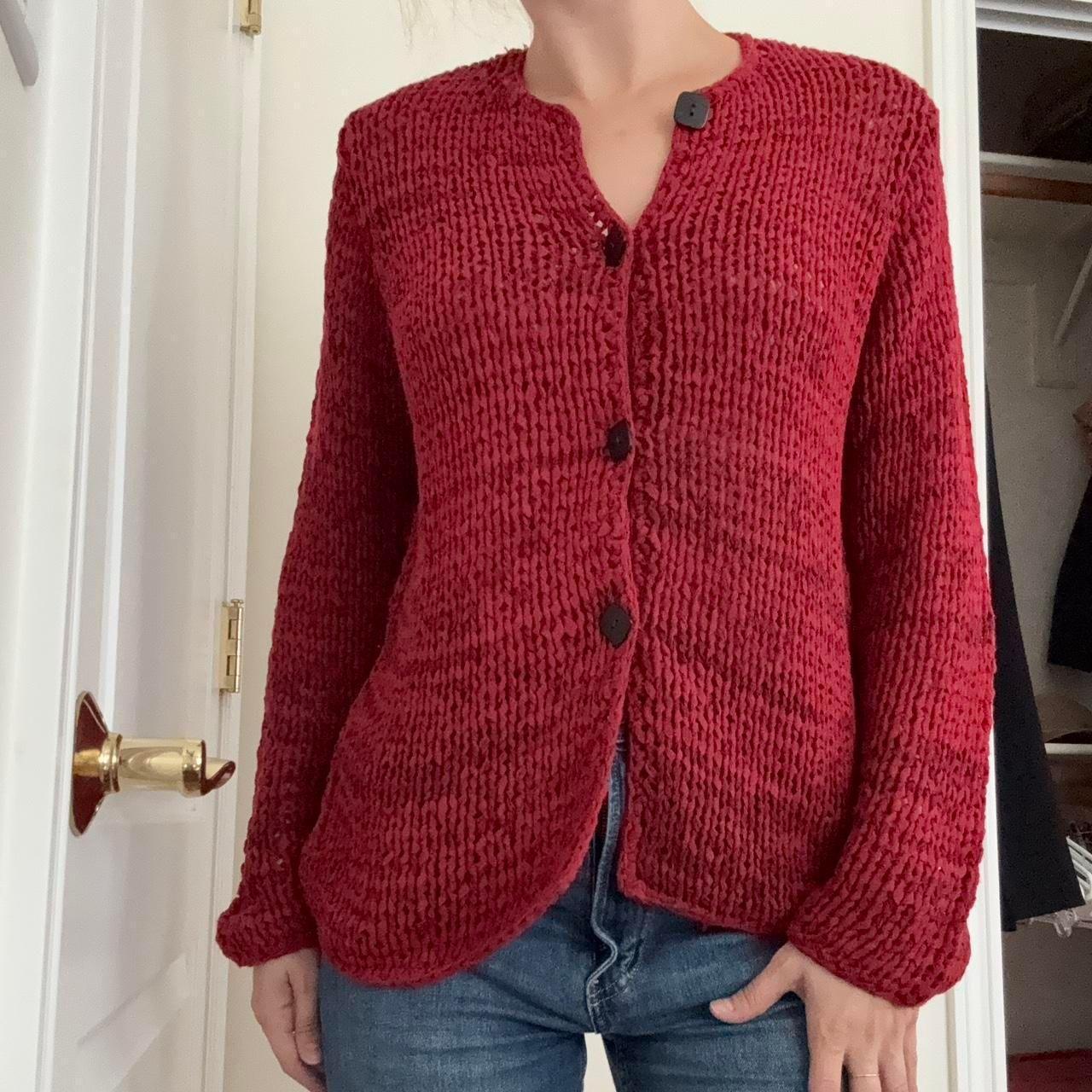 Women's Cardigan - Red - M – Sigrid Olsen Open Kn… - image 1