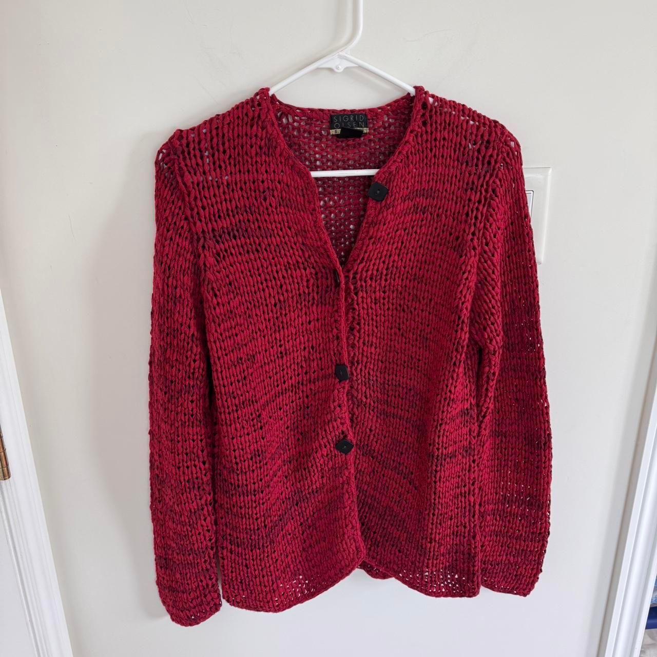 Women's Cardigan - Red - M – Sigrid Olsen Open Kn… - image 3