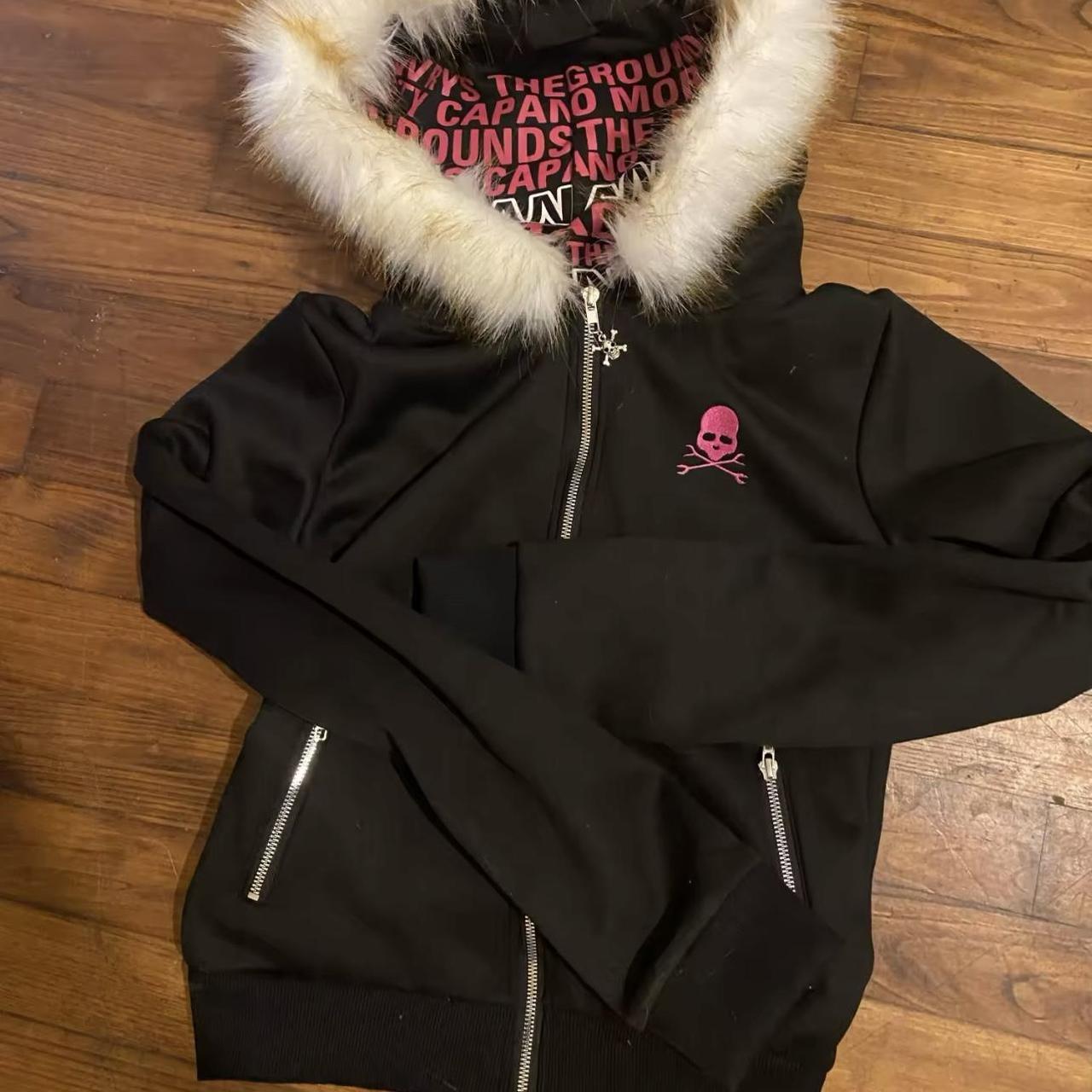 Faux fur-hooded-jacket - Depop