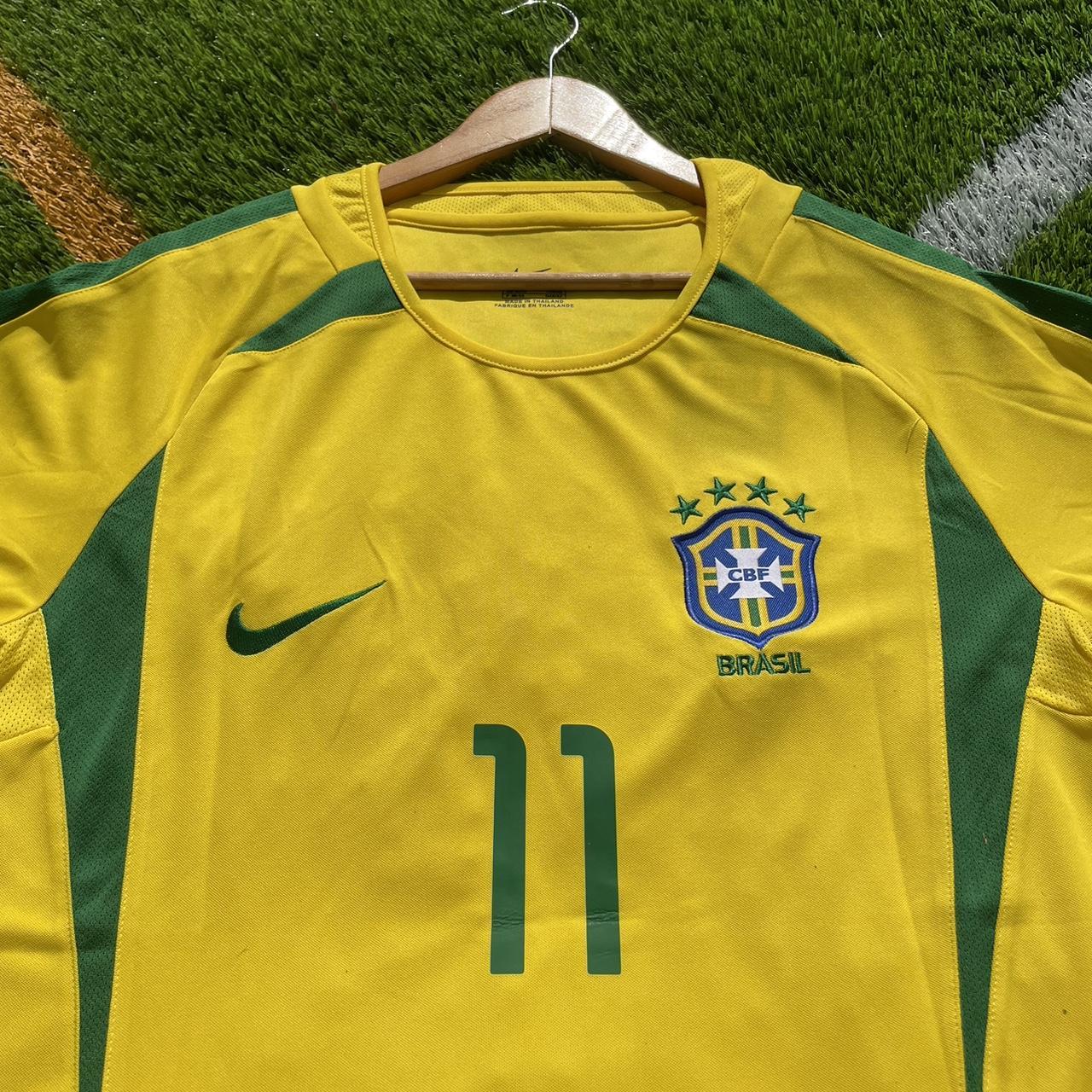 Brazil 2002 - Ronaldinho - Retro Soccer Jersey We... - Depop