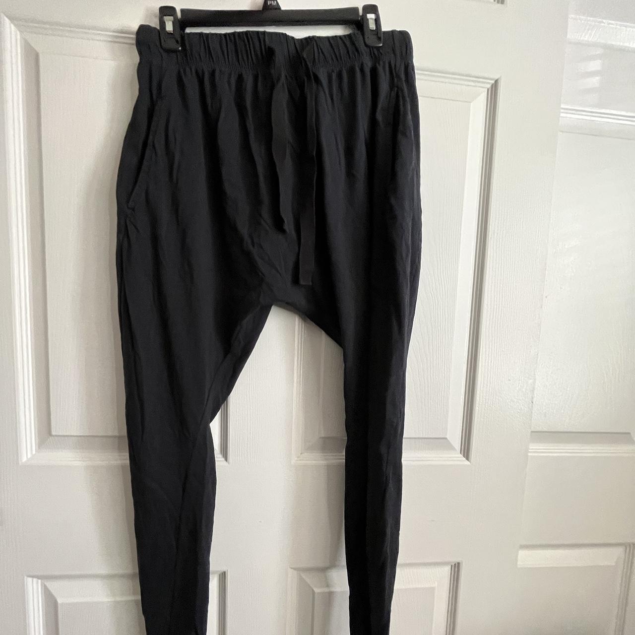 Bassike black drop crotch lounge sweatpants with... - Depop