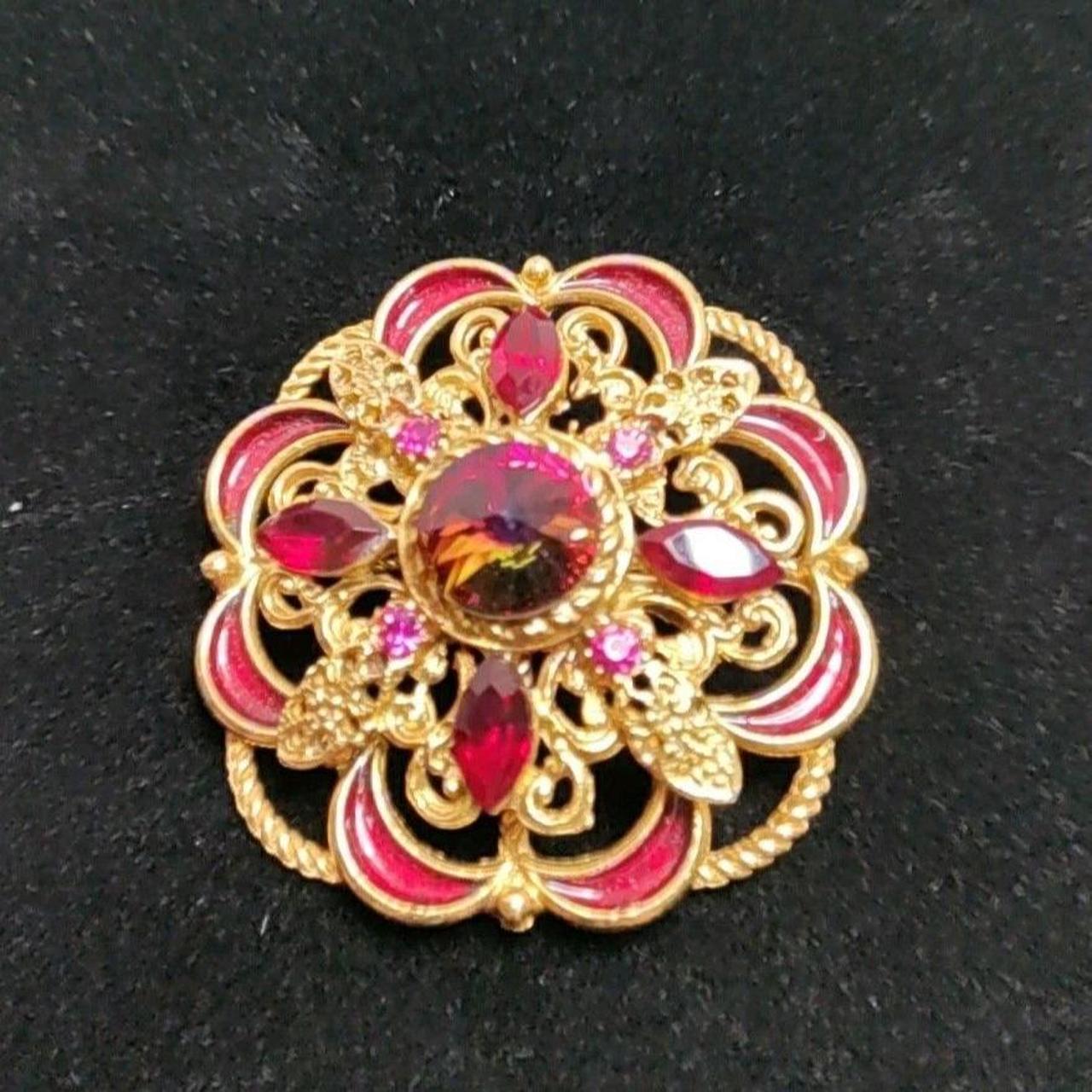 Source Unknown Women's Brooch - Red – This vintag… - image 1