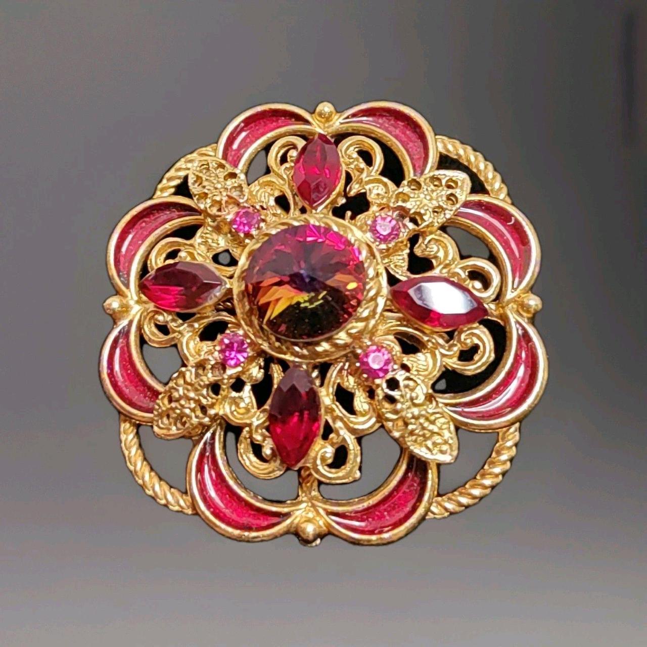 Source Unknown Women's Brooch - Red – This vintag… - image 3