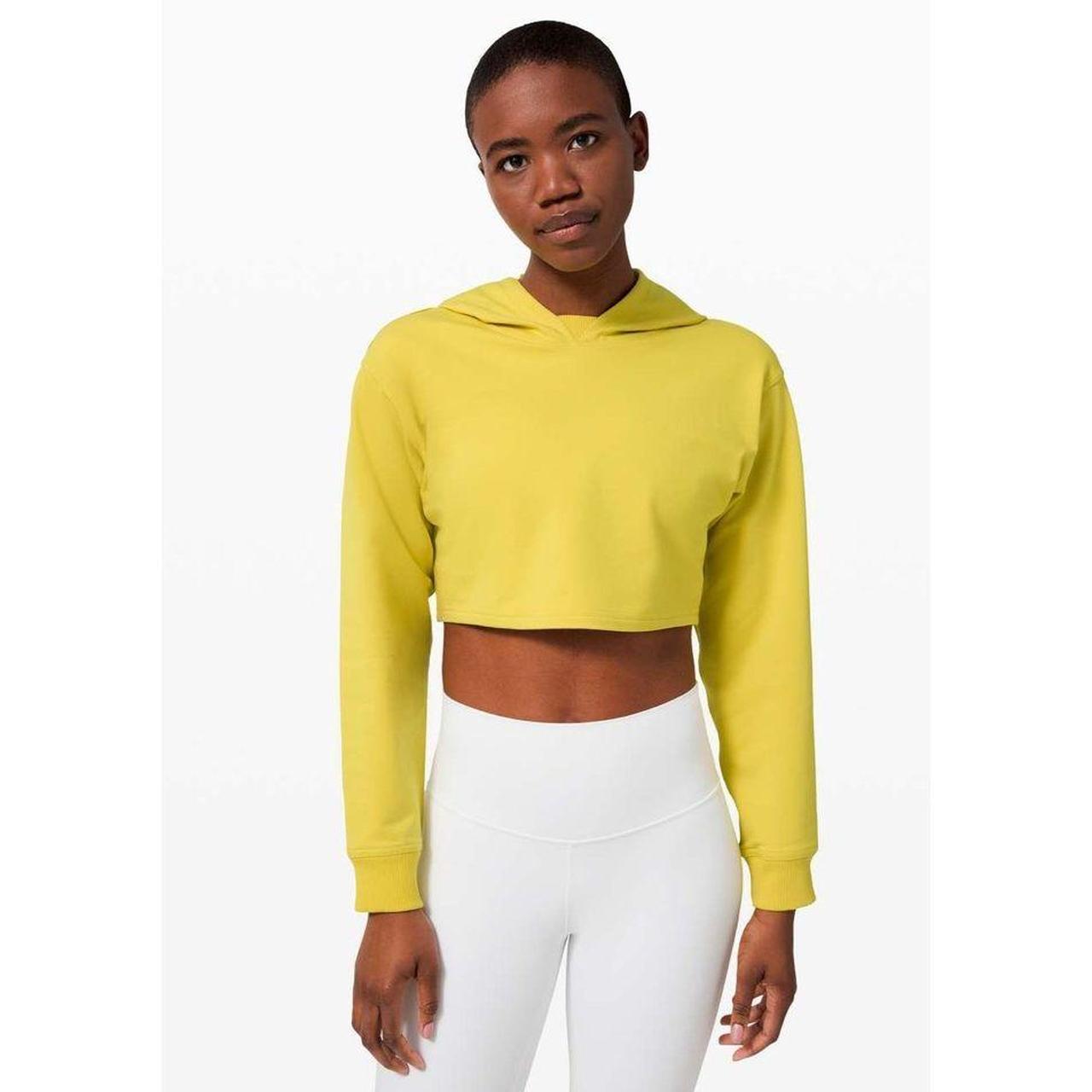 Yellow hoodie crop top sale