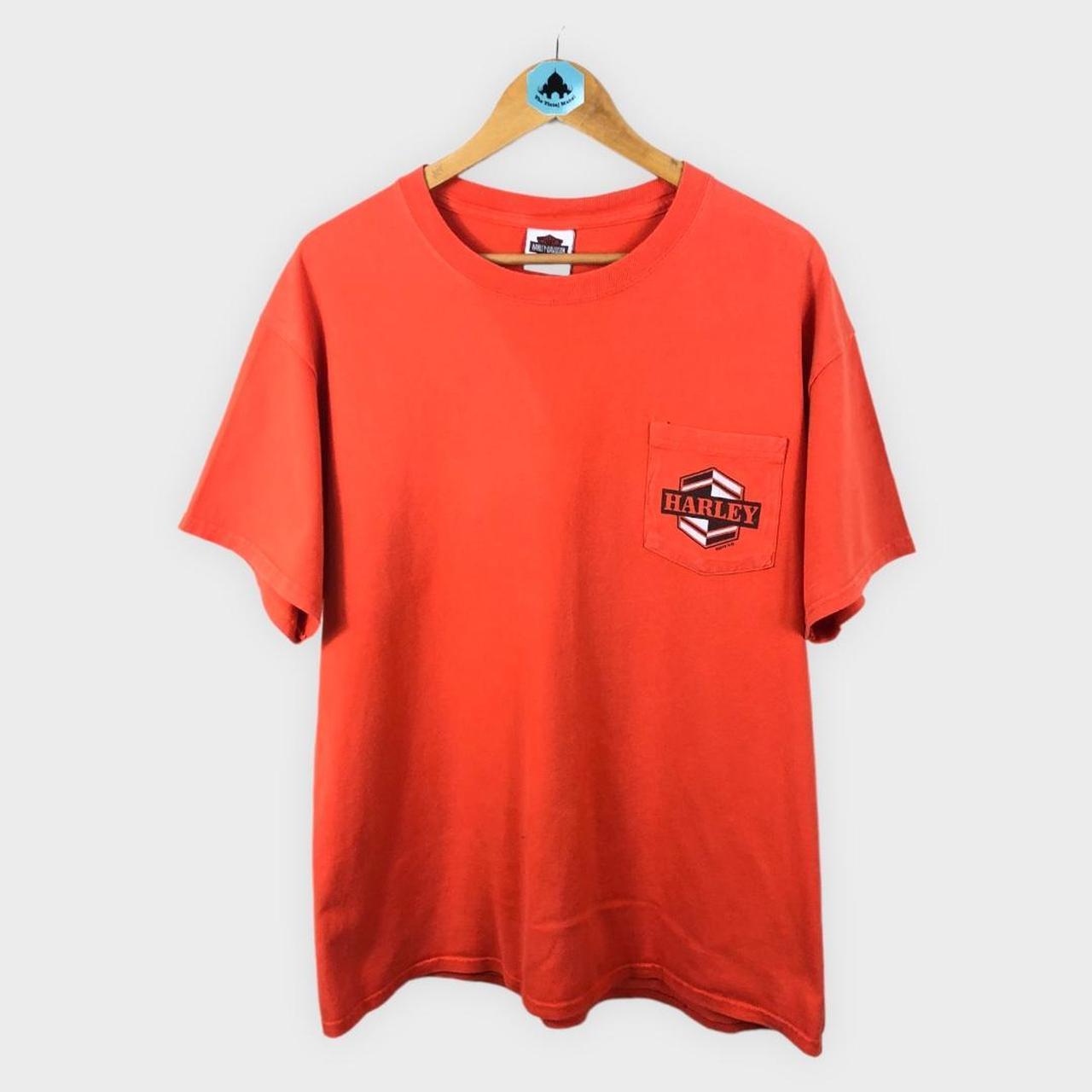 Harley Davidson Men's Orange T-shirt | Depop