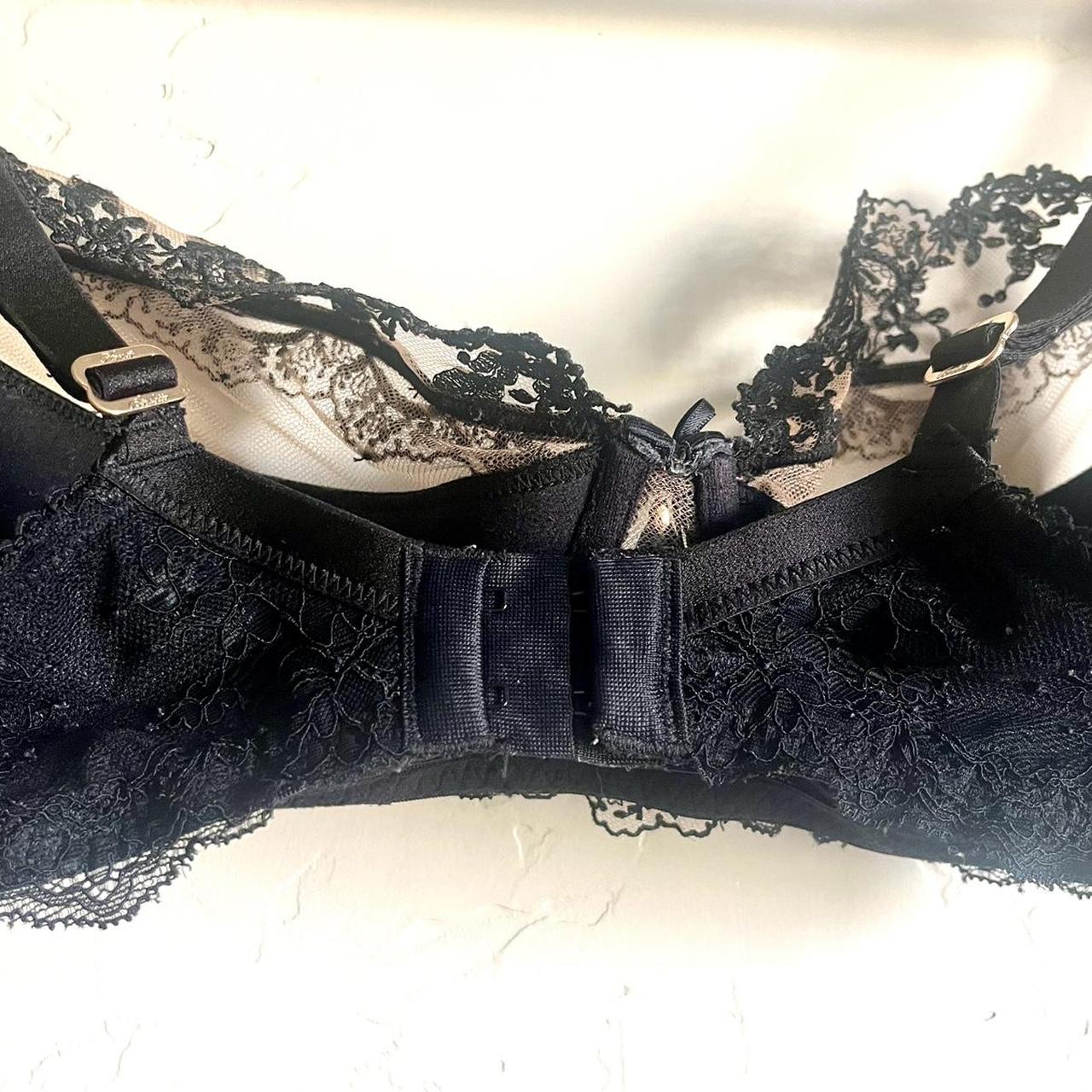 Honey Birdette black and beige satin and lace push... - Depop