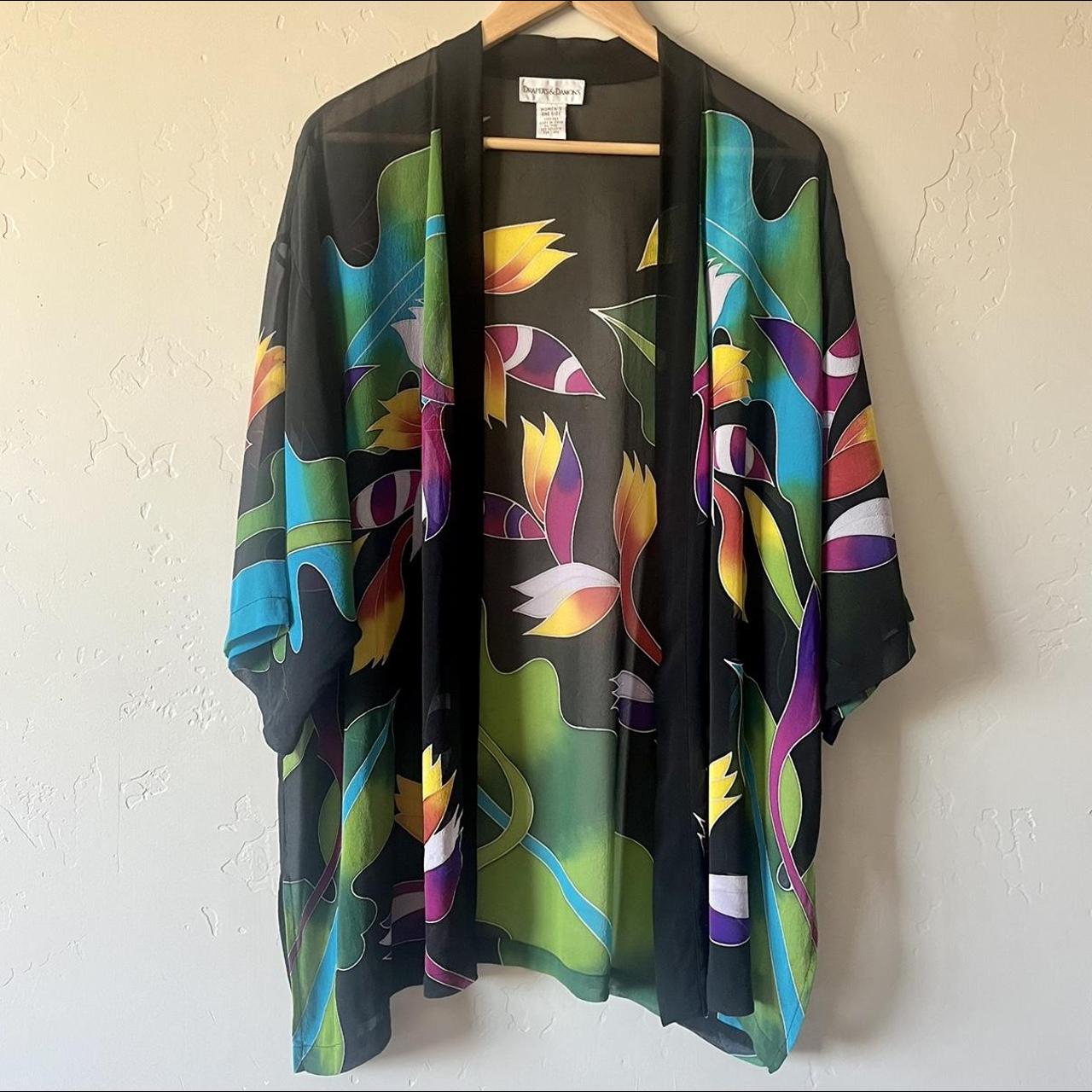 Gorgeous watercolor long jacket Multicolor vintage - Depop