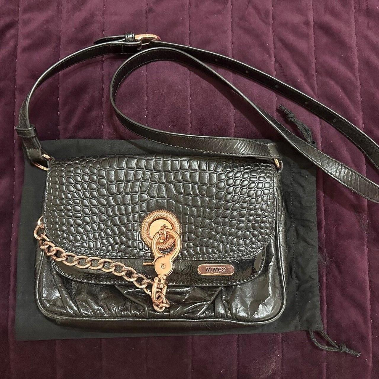 Mimco Cross Body Bag with Rose Gold Metal Depop