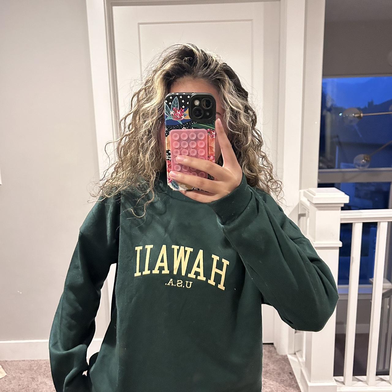 Brandy Hawaii Green and yellow crewneck sweatshirt. Depop