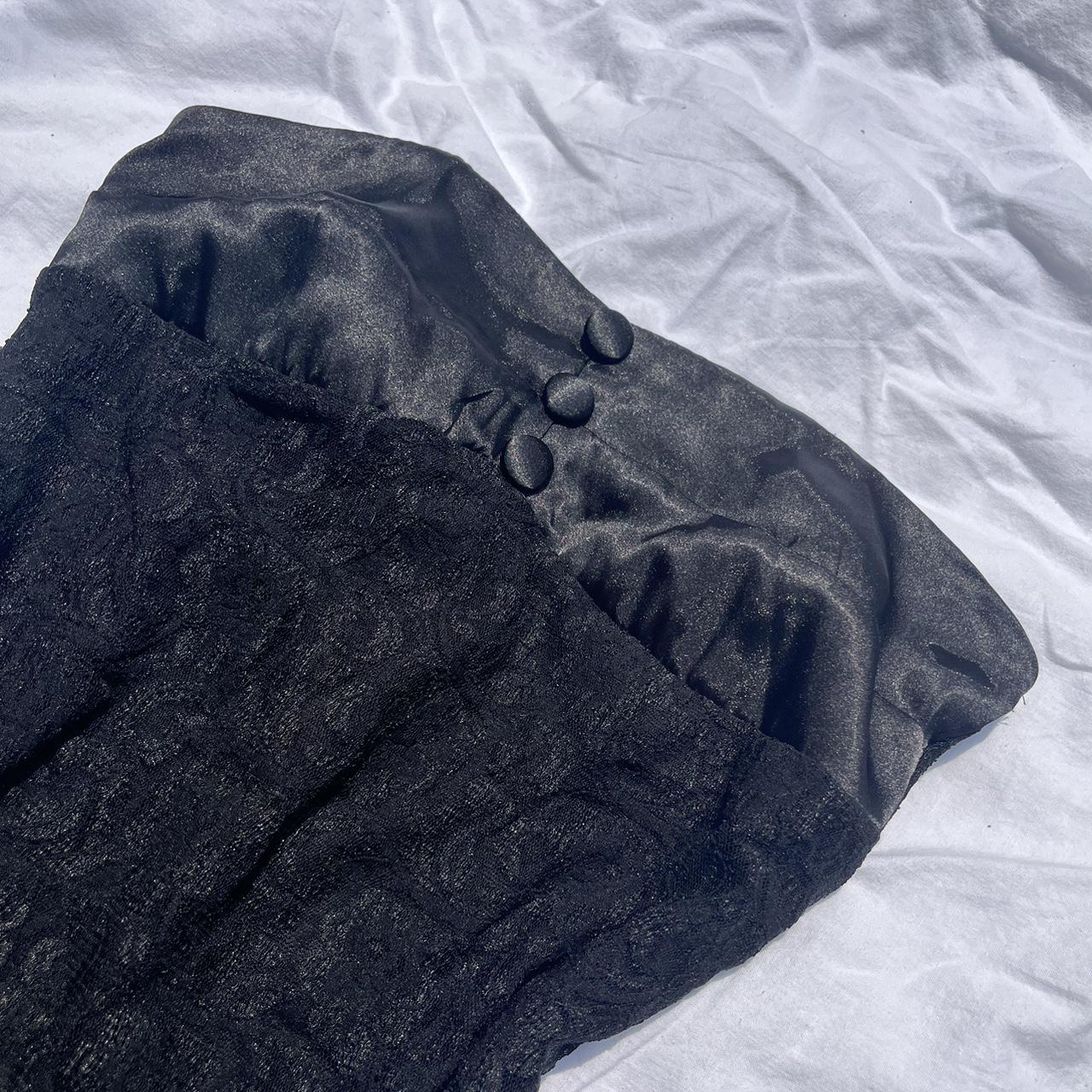 vintage black lace mini dress cutest strapless dress... - Depop