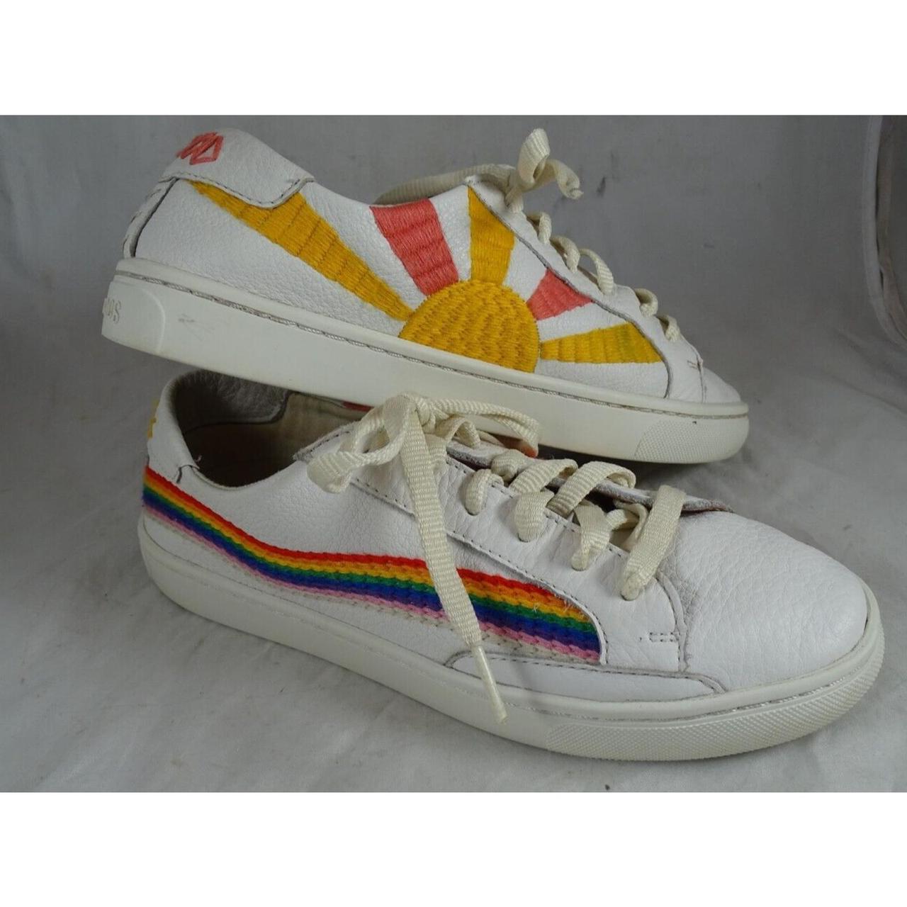 Soludos Embroidered Rainbow Wave Sunshine Leather. Depop