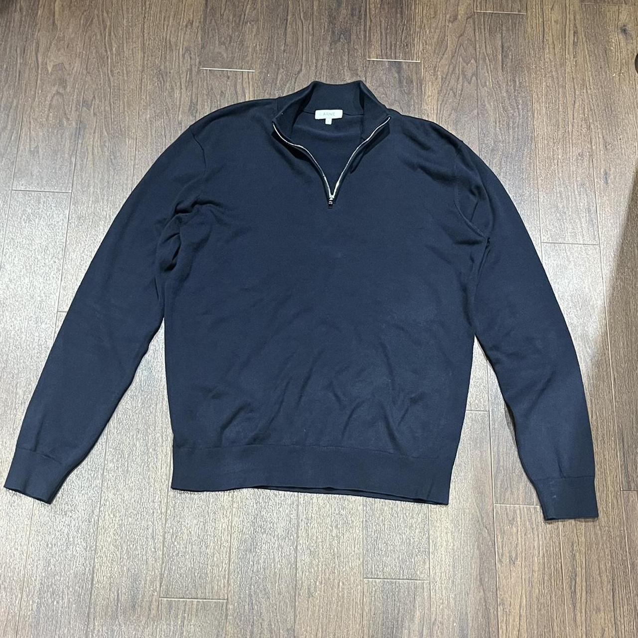 Men’s navy Arne quarter zip jumper Size Large,... - Depop