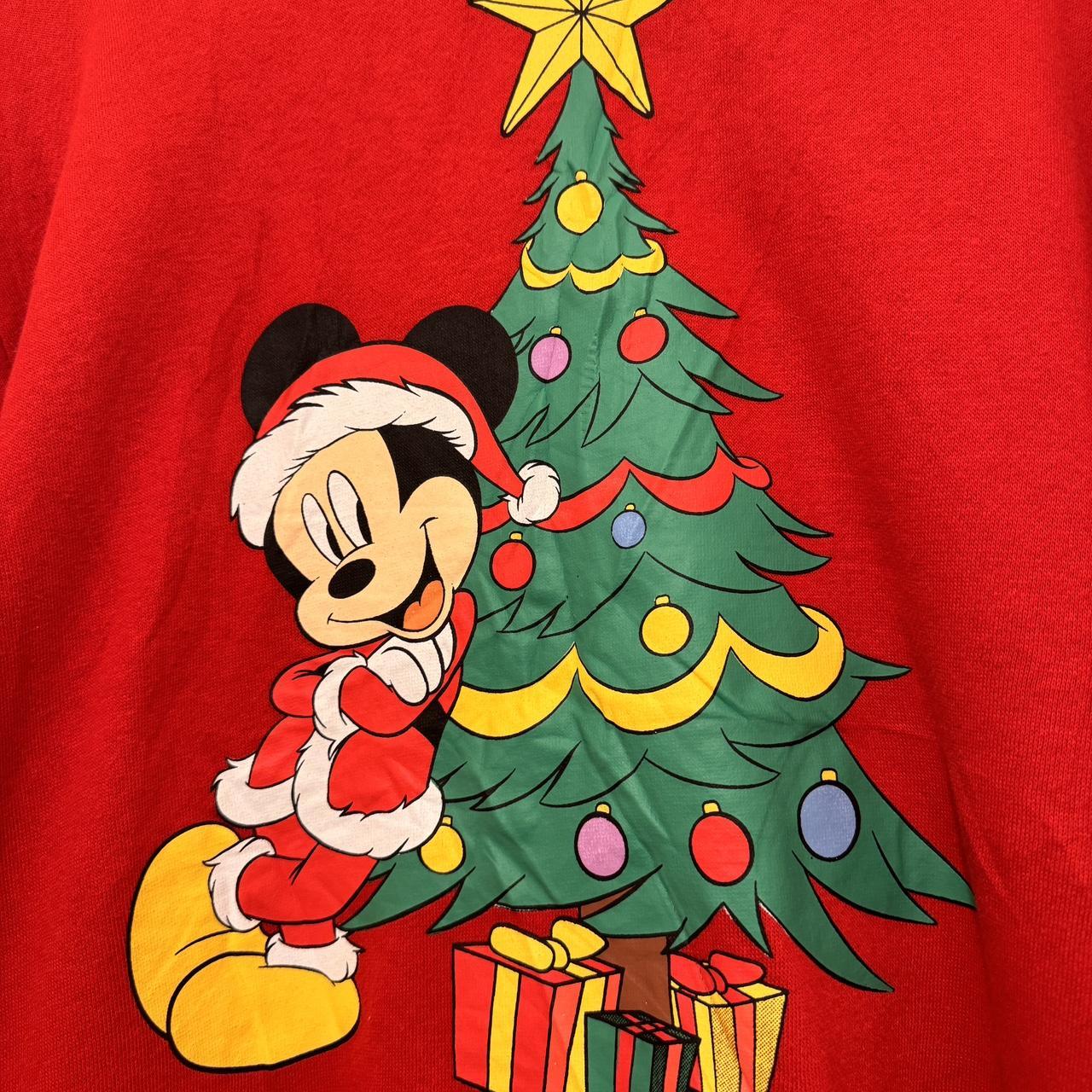 00s Vintage Disney Mickey Mouse Red Christmas Jumper... - Depop