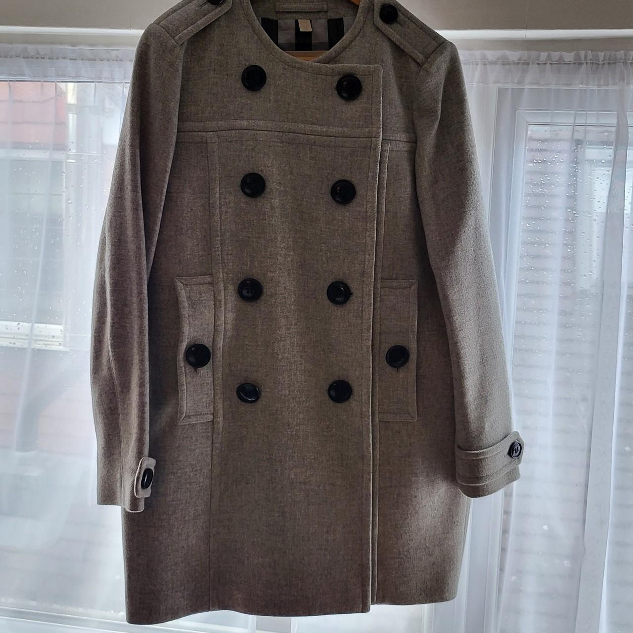 Burberry brit grey wool coat. Lightly used. Very. Depop