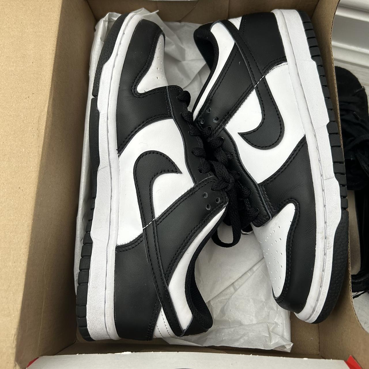Nike dunk low panda black and white junior size uk... Depop