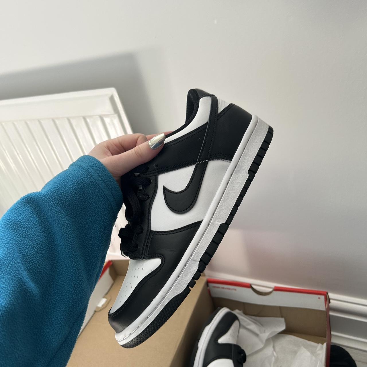 Nike dunk low panda black and white junior size uk... Depop