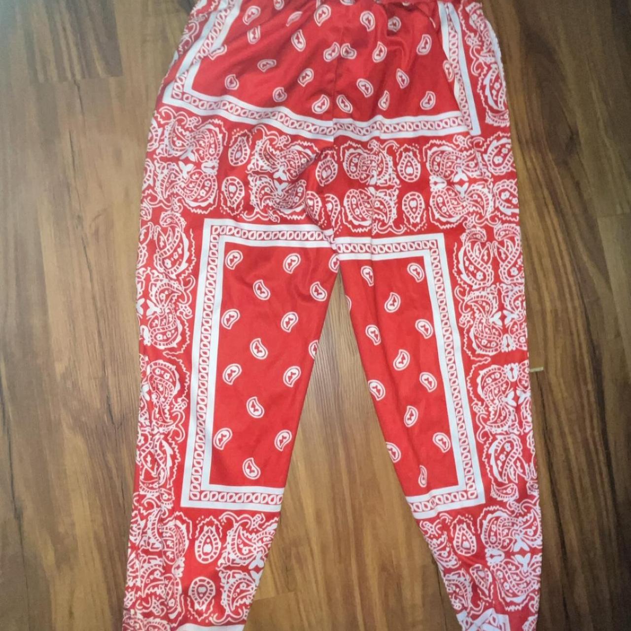 red bandana pants - Depop