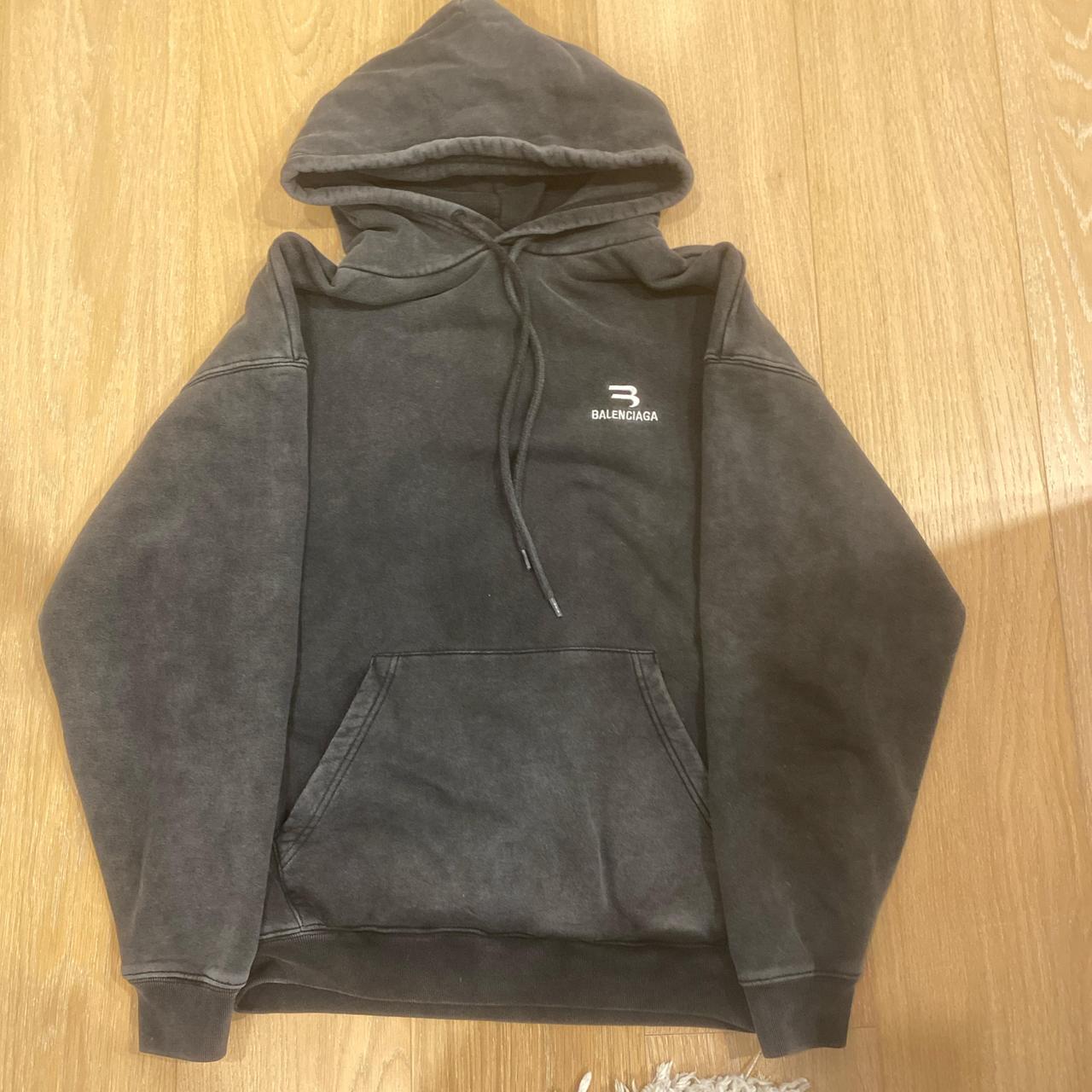 Balenciaga 3b Hoodie Acid Wash Black Hoodie Small... - Depop