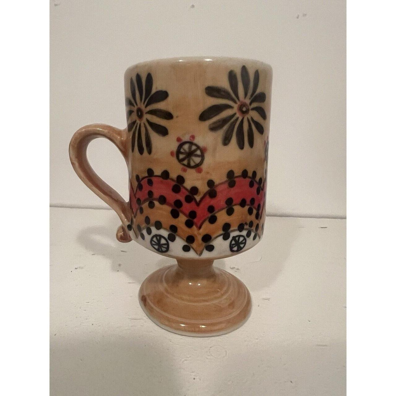 Anthropologie Mugs Cups Footed Folk Art Pottery Hand... | Depop, image size:1280x1280