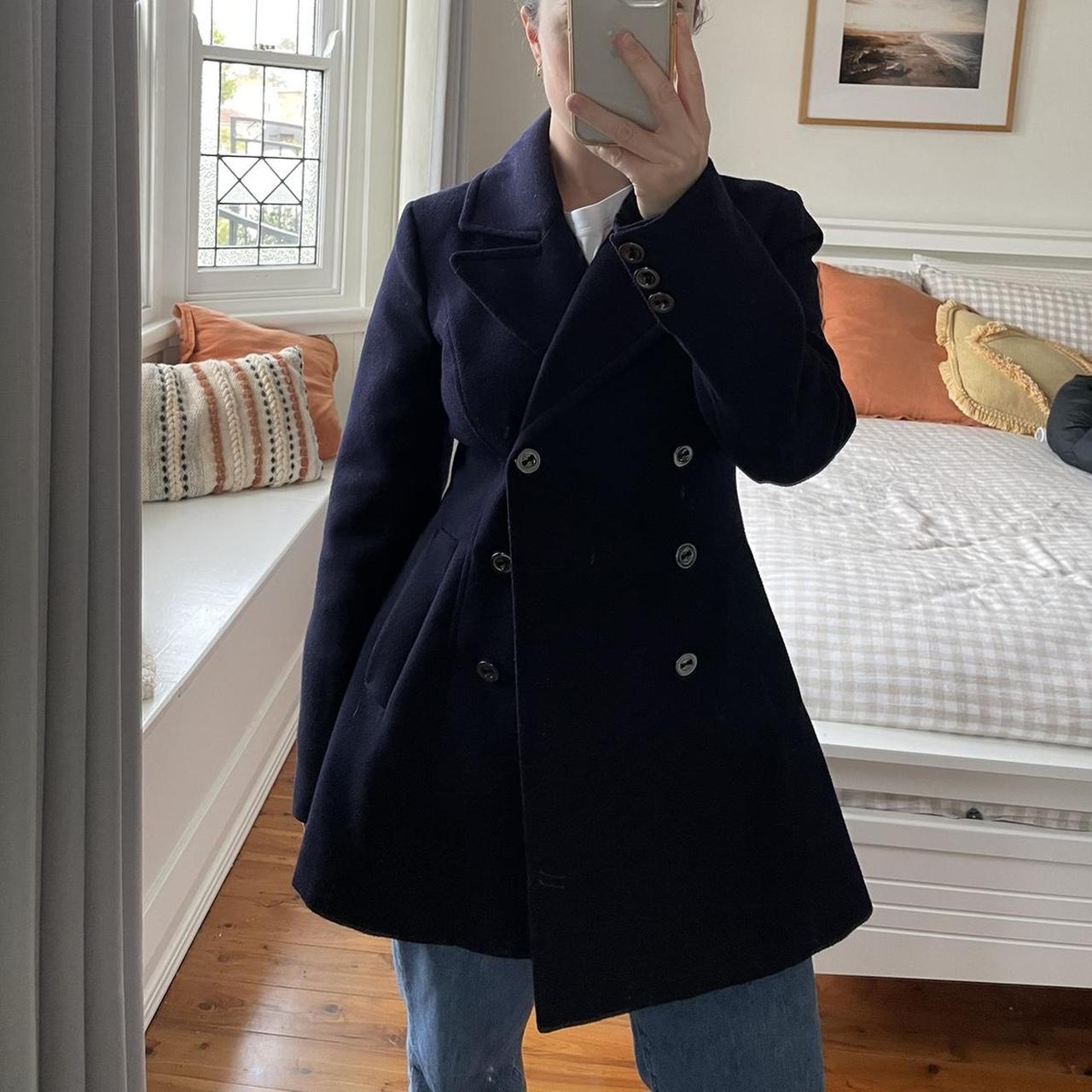 Forever New navy double breasted peacoat. Super