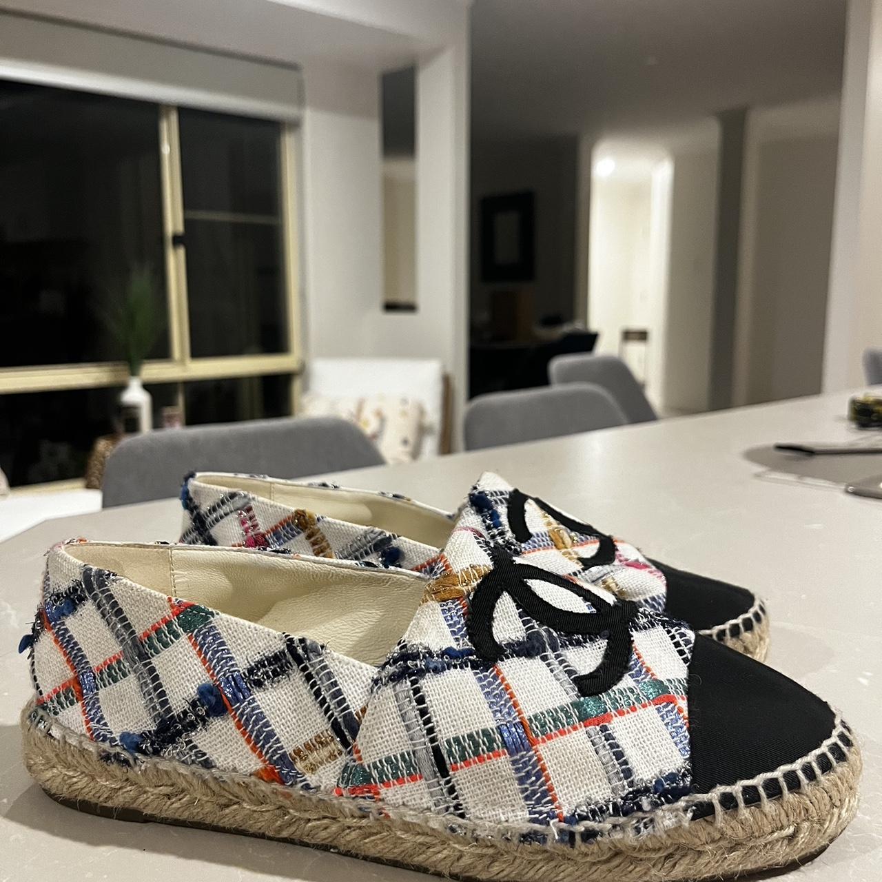 Chanel Espadrilles Tweed/White/Multi SIZE Depop
