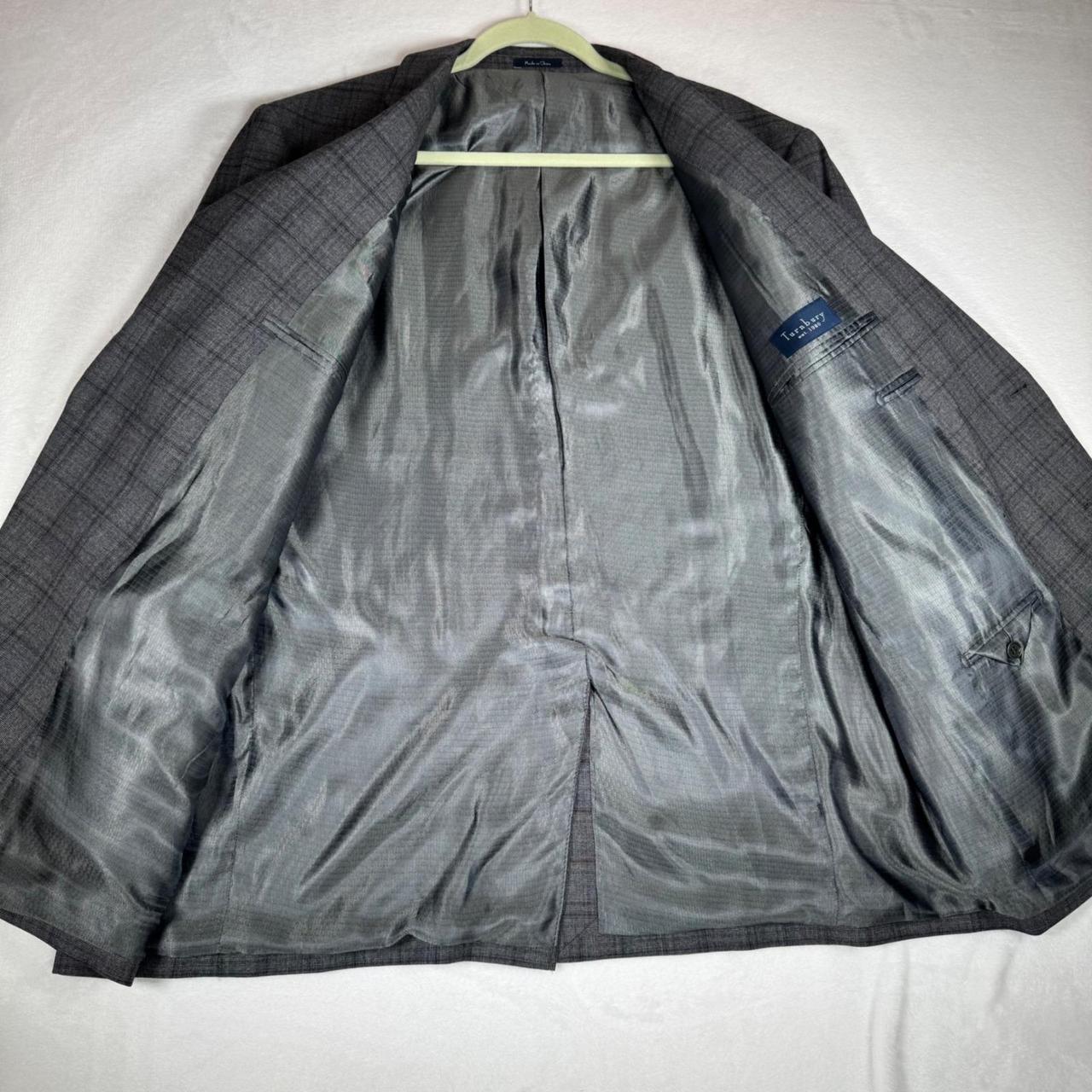 Preloved Men's Tailored jacket - Grey/Blue – Turn… - image 4