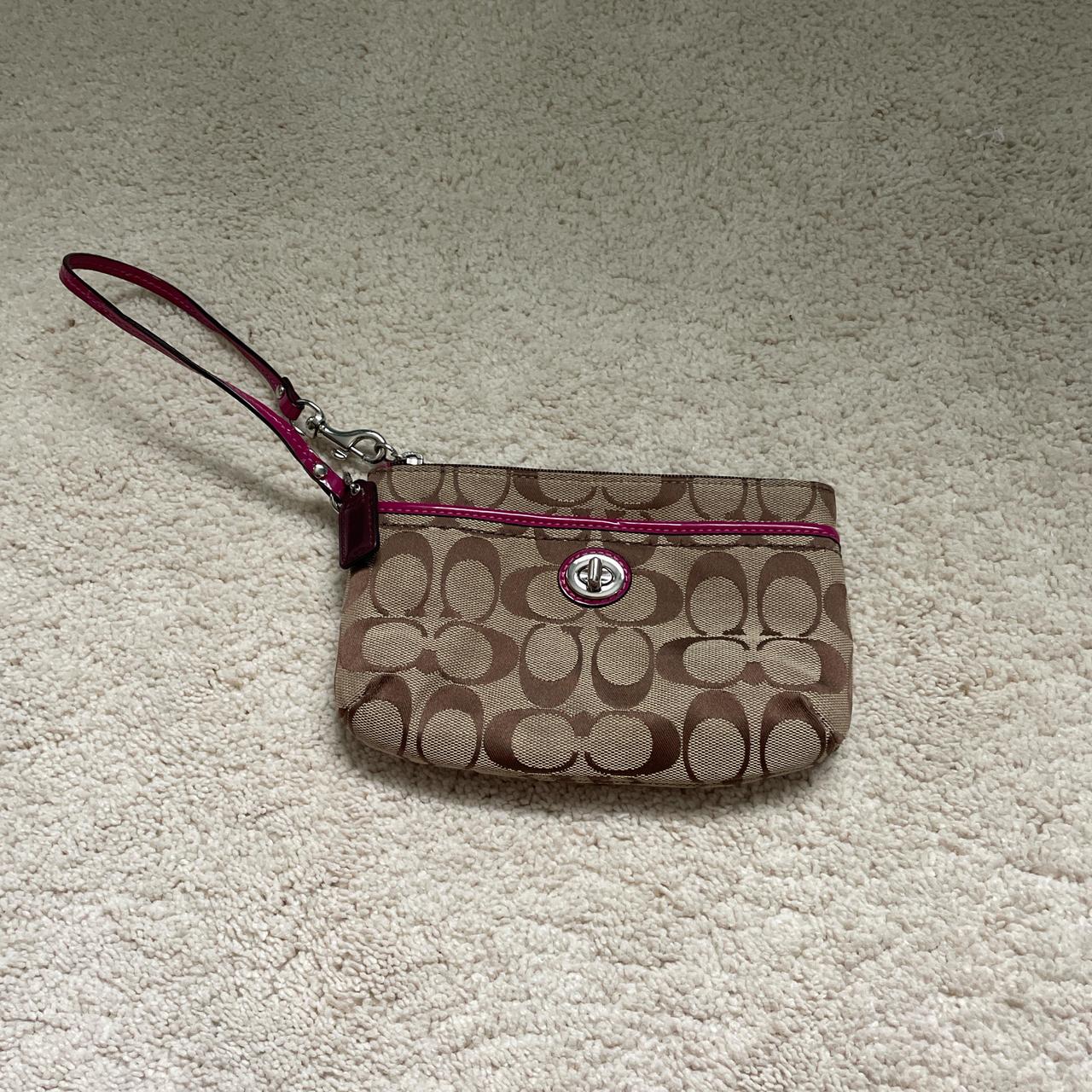 Coach brown and purple wristlet - Depop