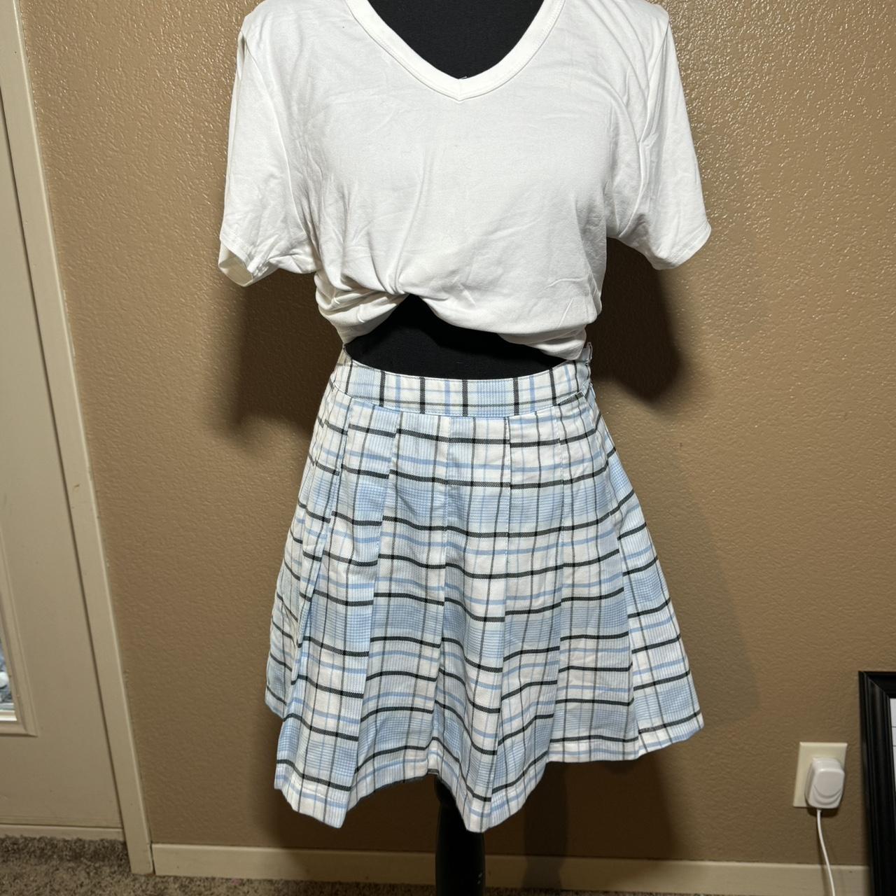 Rue 21 size medium plaid pleated blue and white Depop