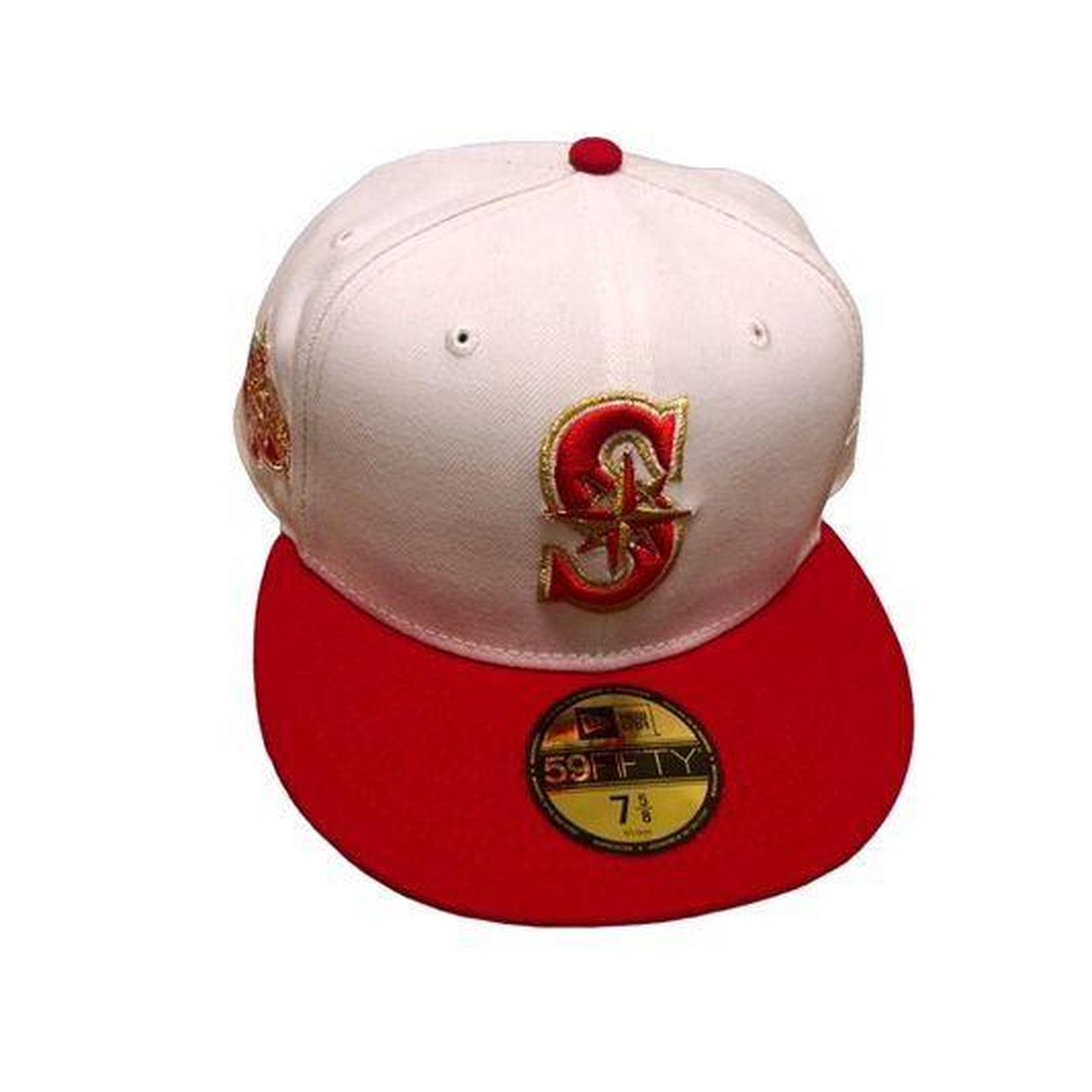 Men's New Era Red Seattle Mariners Logo White 59FIFTY Fitted Hat