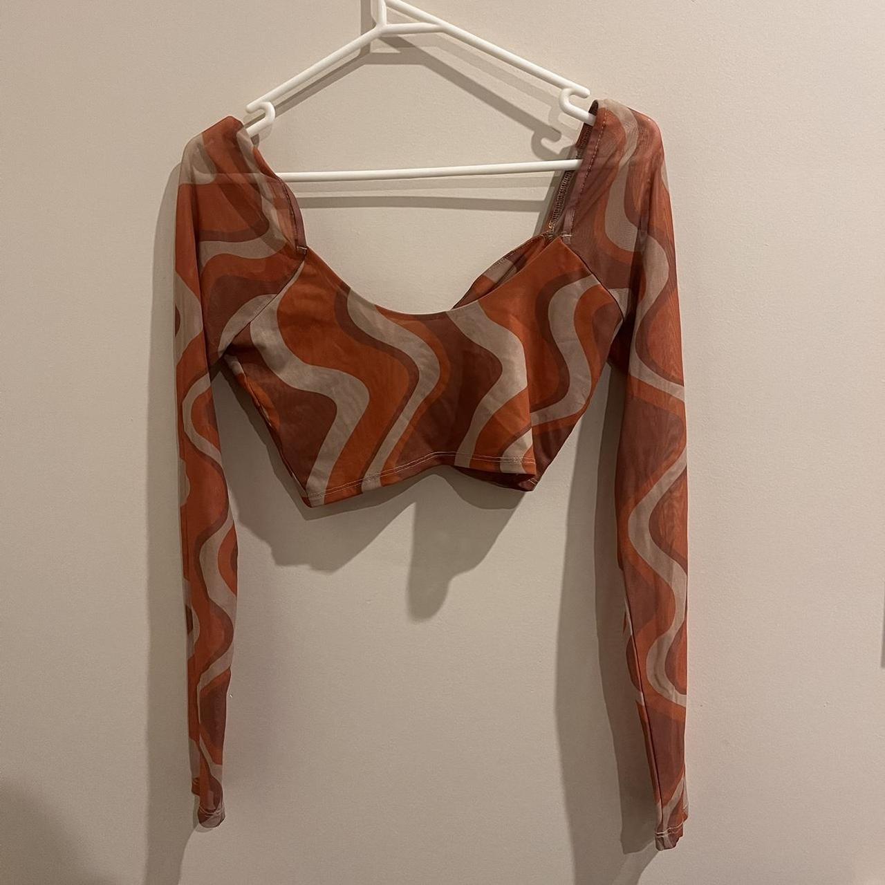 Glassons Orange And Brown Long Sleeve Crop Top 🍊 Size Depop 8185