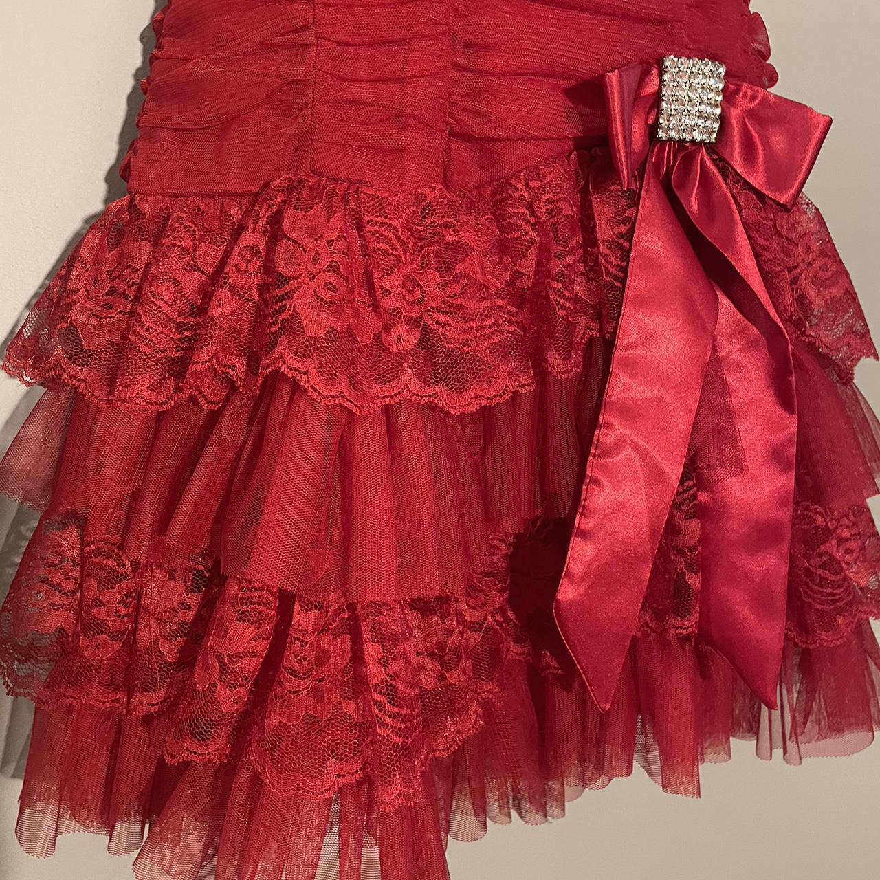 Vintage 90s Masquerade brand Dress - red strapless... - Depop