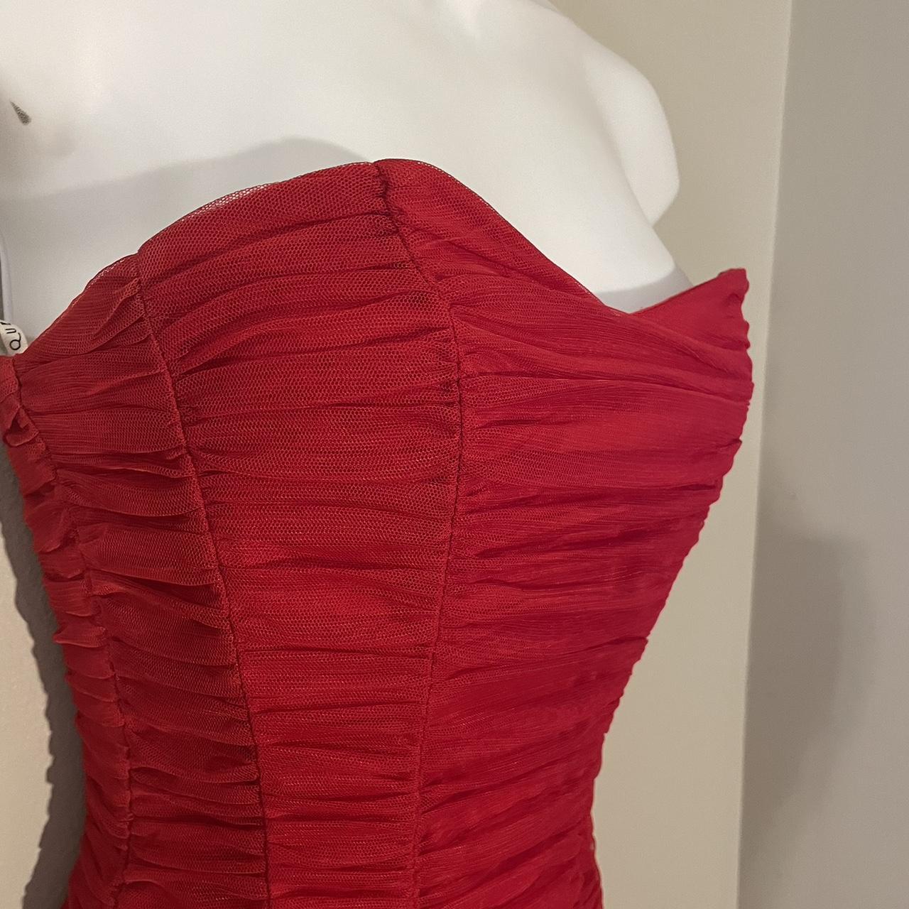 Vintage 90s Masquerade brand Dress - red strapless... - Depop