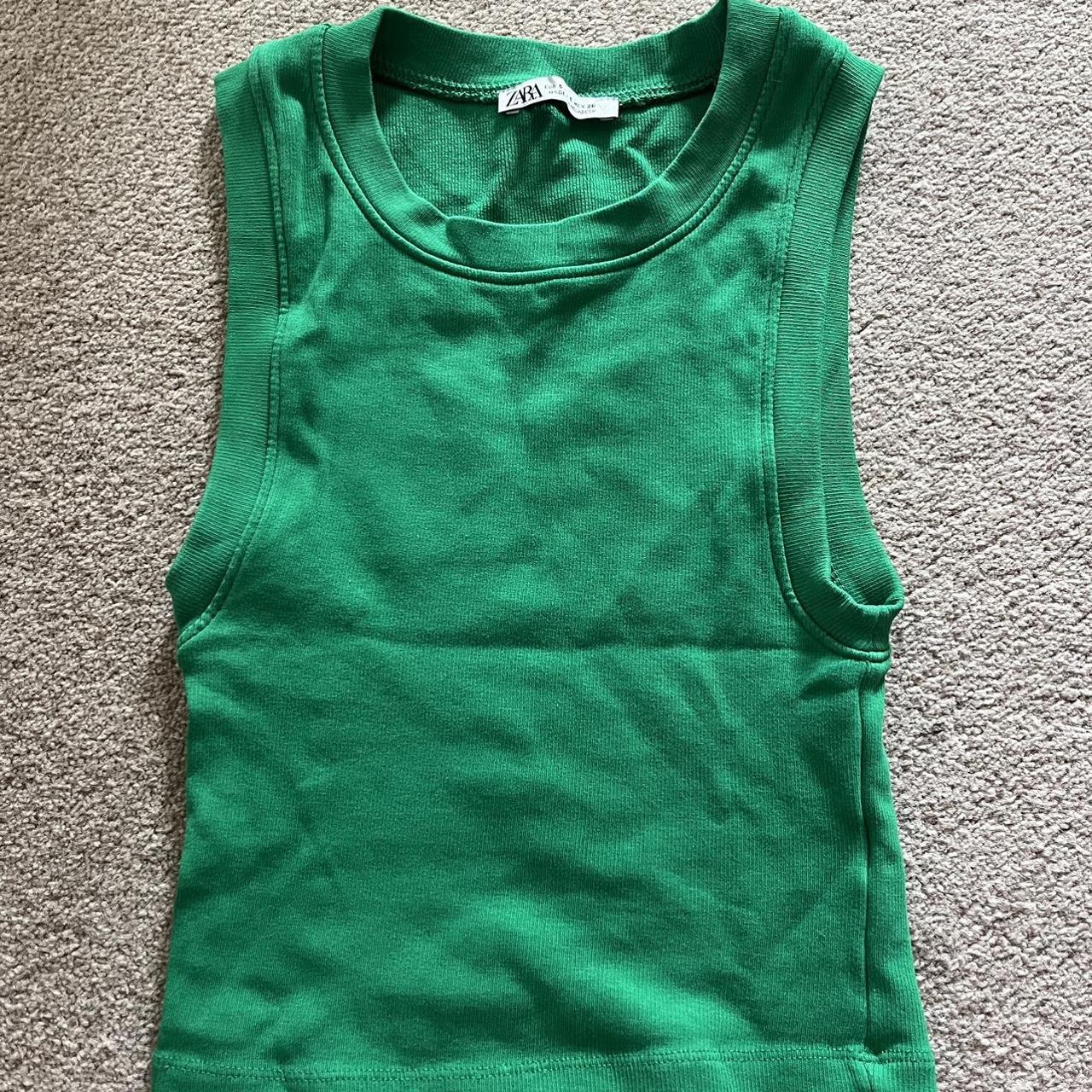 Zara Green crop vest top💚💚 ribbed green crop... Depop